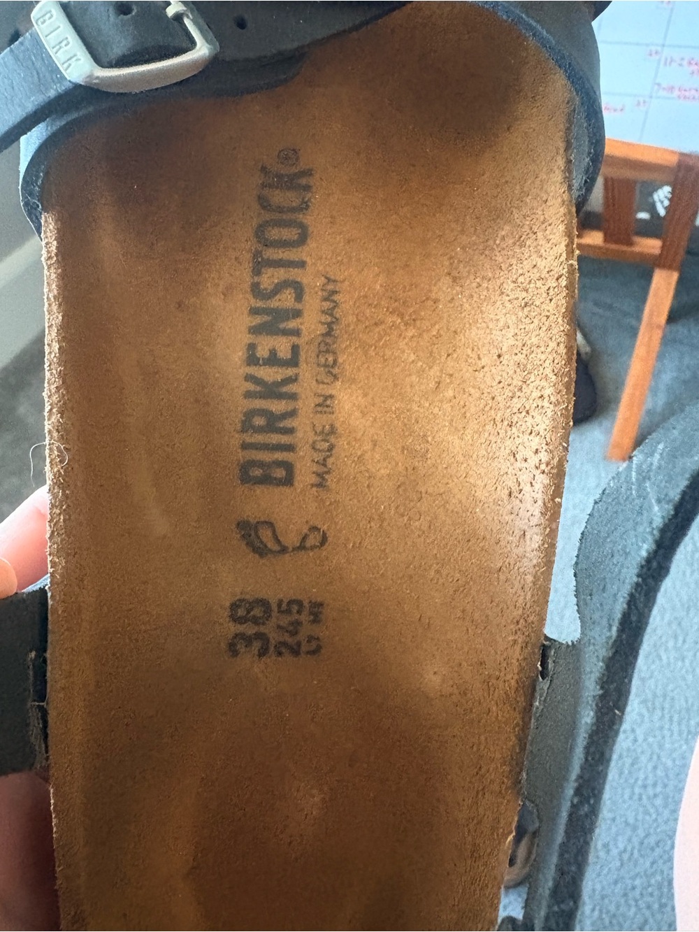 Birkenstock Black Suede Adjustable Two-Strap Sandals - Picture 3 of 4